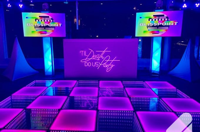 A bold, high-tech, and edgy, designed for an energetic late-night party.